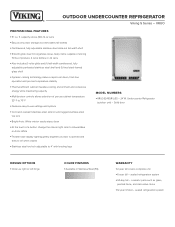 Viking 24inch Solid Door Outdoor Undercounter Refrigerator Two-Page Specifications Sheet