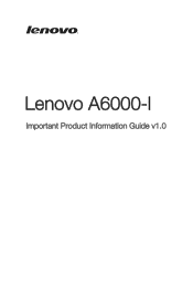 Lenovo A6000 / A6000 Plus (English for Philippines) Important Product Information Guide - Lenovo A6000-l Smartphone