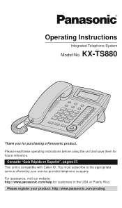 Panasonic KXTS880 KXTS880 User Guide