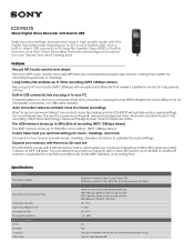 Sony ICD-PX370 Marketing Specifications