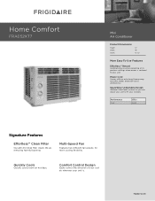 Frigidaire FRA052XT7 Product Specifications Sheet (English)