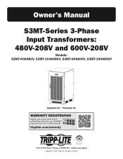 Tripp Lite S3M60K60K6T Owners Manual for S3MT-Series 3-Phase 480V-208V and 600V-208V Input Transformers S3MT-60K480V S3MT-100K480V S3MT-60K600V S3MT-10