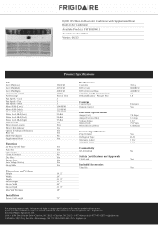 Frigidaire FHTE083WA1 Product Specifications Sheet