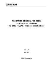 TASCAM SS-CDR250N 32C/TELNET Protocol Specifications Ver1.15