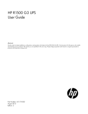 HP R1.5 HP R1500 G3 UPS User Guide