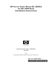 HP Integrity cx2600 Installation Instructions - HP Server Static Mount Kit AB295A for HP 10000 Rack