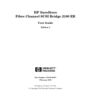 HP Surestore 15 Slot with DLT4000 HP SureStore Fibre Channel SCSI Bridge 2100 ER  - (English) User's Guide