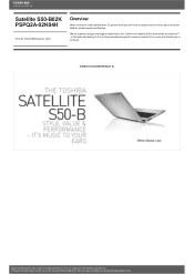Toshiba Satellite S50 PSPQ2A Detailed Specs for Satellite S50 PSPQ2A-02K04H AU/NZ; English