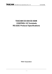 TASCAM CD-500 Series RS-232C Specification