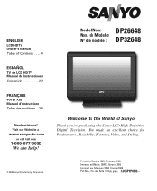 Sanyo DP26648 - 26" LCD TV Manual