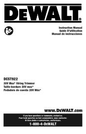 Dewalt DCST922B Instruction Manual