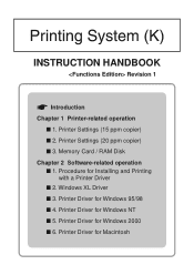 Kyocera KM-2030 Print System K Instruction Handbook (Functions)