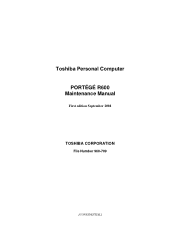 Toshiba Portege R600-SP2803R Maintenance Manual