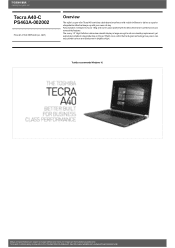 Toshiba Tecra A40 PS463A Detailed Specs for Tecra A40 PS463A-002002 AU/NZ; English