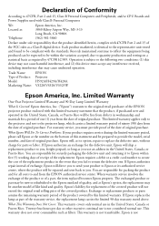 Epson VS325W Warranty Statement