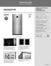 Frigidaire FGVH2177TF Product Specifications Sheet