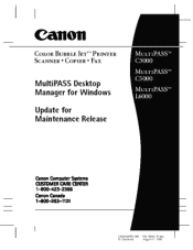 Canon MultiPASS C3500 Desktop Manager Maintenance Release Notes