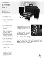 Behringer EPA150 Product Information Document