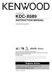 Kenwood KDCX689 Instruction Manual