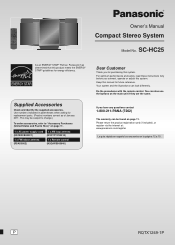 Panasonic SCHC25 SCHC25 User Guide