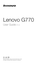 Lenovo 10372XU Lenovo G770 Userguide V1.0