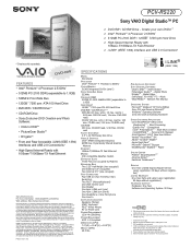 Sony PCV-RS220 Marketing Specifications