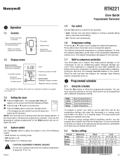 Honeywell RTH221B Owner's Manual