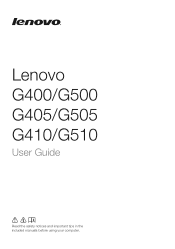 Lenovo G400 Laptop User Guide - Lenovo G400, G500, G405, G505, G410, G510