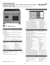 Thermador PRD48WCSGU Product Spec Sheet