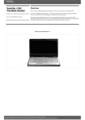 Toshiba None PSLW8A-003002 Detailed Specs for Satellite None PSLW8A-003002 AU/NZ; English