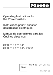 Miele S 5381 Gemini Operating manual for SEB 213/217