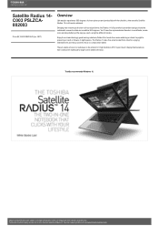 Toshiba Satellite Radius 14 PSLZCA-002003 Detailed Specs for Satellite Radius 14 PSLZCA-002003 AU/NZ; English