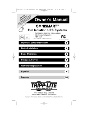 Tripp Lite OMNI1000ISO Owner's Manual for OMNISMART UPS 932490