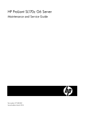 HP ProLiant SL170z HP ProLiant SL170z G6 Server Maintenance and Service Guide