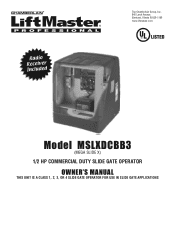 LiftMaster MEGA SLIDE-X MEGA SLIDE-X MSLXDCBB Manual