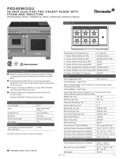 Thermador PRD48WISGU Product Spec Sheet