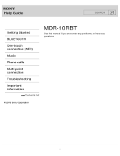 Sony MDR-10RBT Help Guide online (Printable PDF)