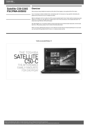 Toshiba Satellite C50 PSCPWA-005002 Detailed Specs for Satellite C50 PSCPWA-005002 AU/NZ; English
