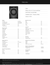 Electrolux ELFE7537AT Product Specifications Sheet English