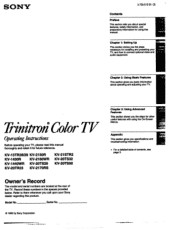 Sony KV-13TR28 Primary User Manual