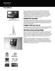 Sony VPCL23BFX Marketing Specifications (White)