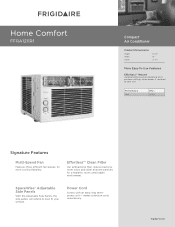 Frigidaire FFRA1211R1 Product Specifications Sheet