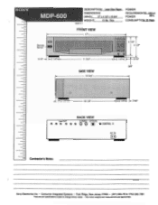 Sony MDP-600 Dimensions Diagrams