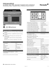 Thermador PRG486WDG Product Spec Sheet