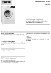 Zanussi ZW84PCBI Specification Sheet