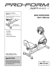 ProForm Xp440 R Bike English Manual