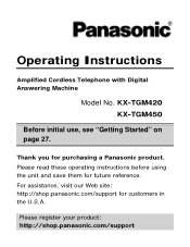 Panasonic KX-TGM420W KX-TGM420 Large Print Operating Manual