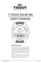 Tissot T-TOUCH EXPERT SOLAR TONY PARKER 2014 User Manual