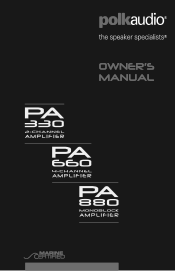 Polk Audio PA880 PA880 Owner's Manual