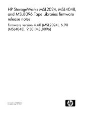HP MSL4048 HP StorageWorks MSL2024, MSL4048, and MSL8096 Tape Libraries firmware release notes (AK378-96019, June 2009)